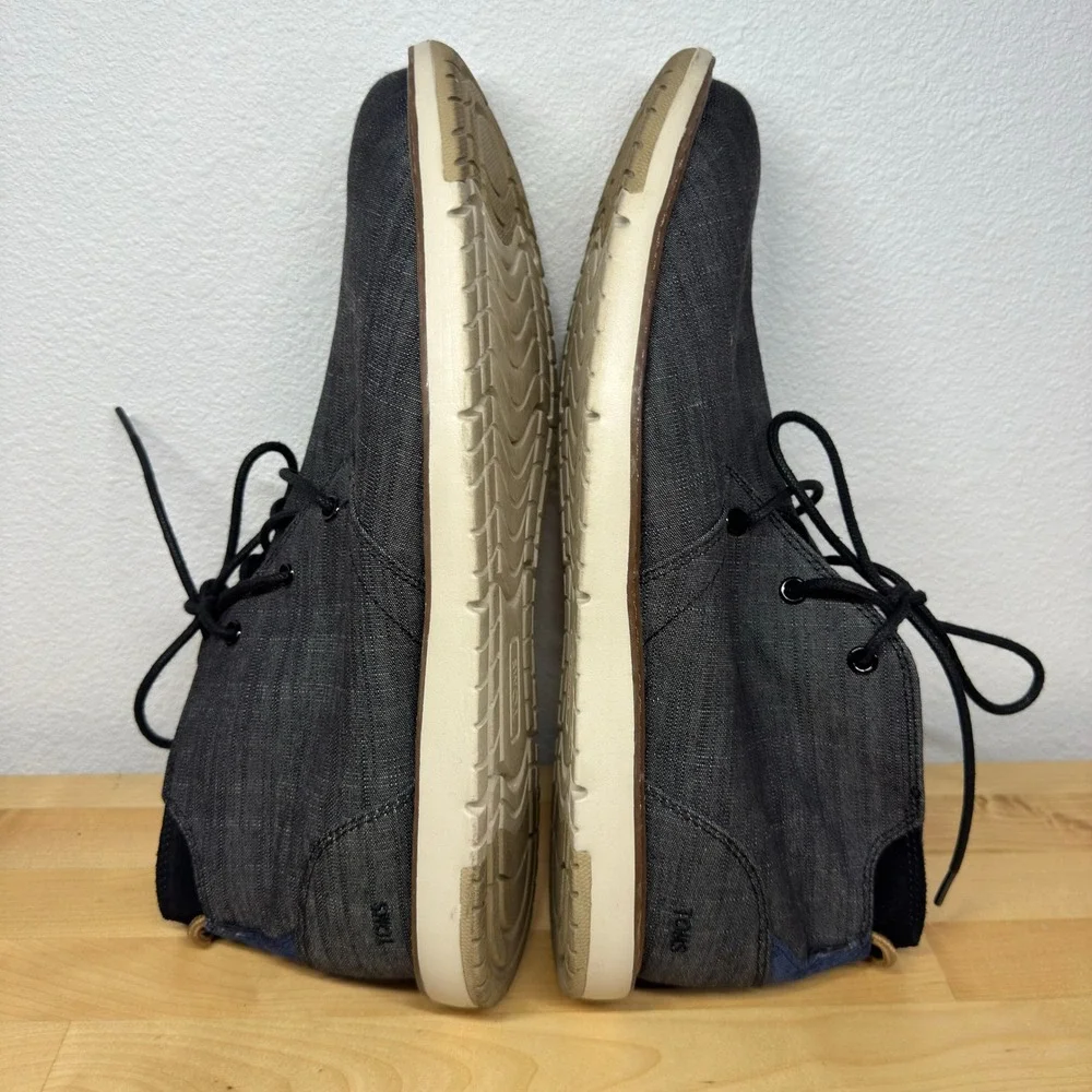 Toms Boots Mens Chukka‎ Mid Top Ankle Bootie Gray Fabric Lace Up Size 13